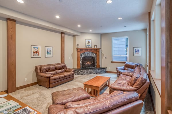 Living room with cozy fireplace