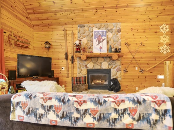 Living room with cozy fireplace