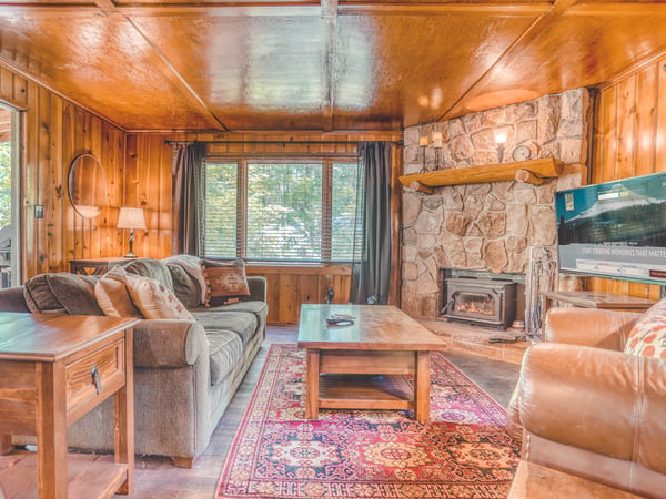 Living room with cozy fireplace
