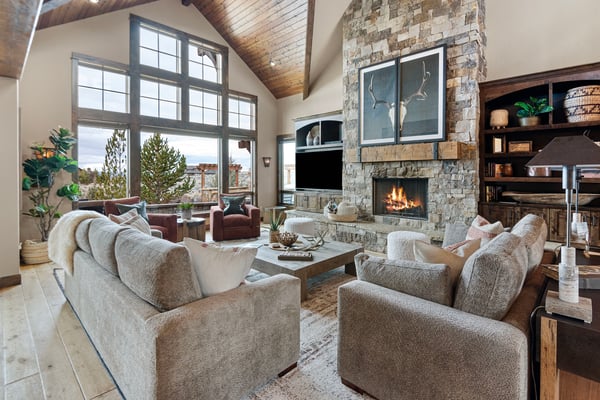 Living room and cozy fireplace