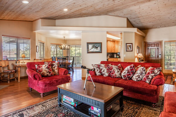 Beautiful Living Room with center piece joining dining and kitchen