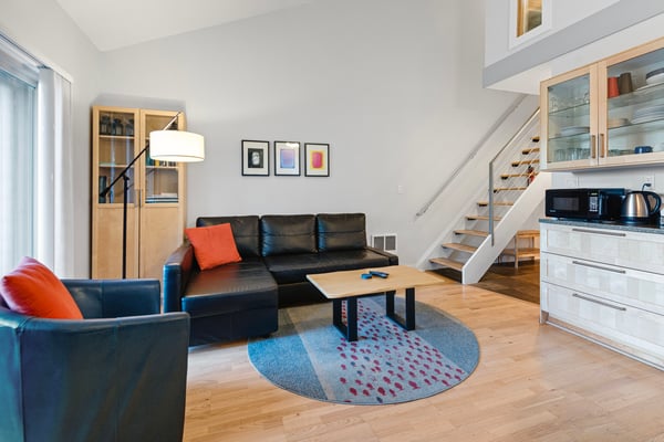 Living room with stairs