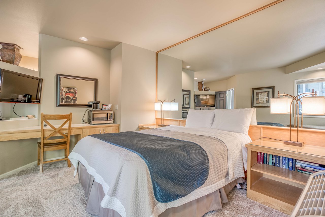 Bedroom with Desk and Microwave