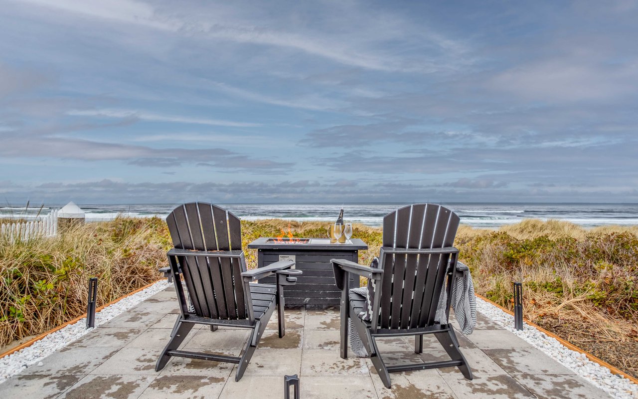 Outside seating with Beach Views