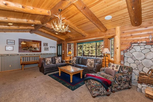 Cozy Living Room - Wood Beam Ceiling