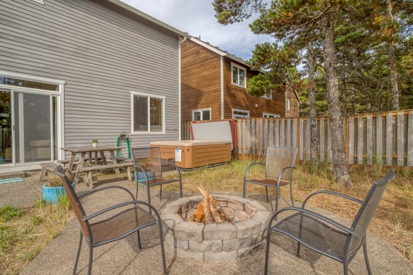 Back yard fire pit with Outdoor seating