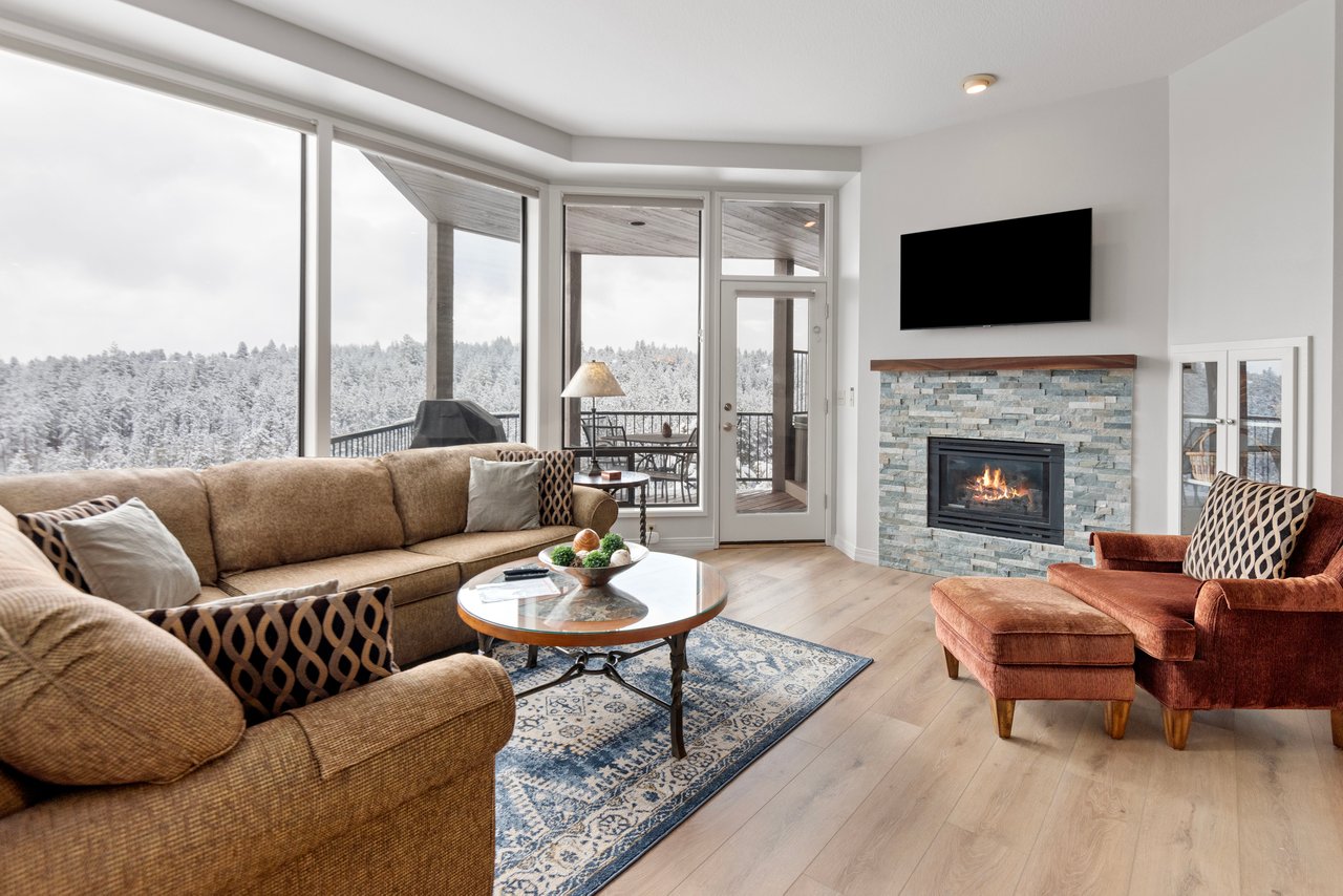 Living Area with Views and Fireplace