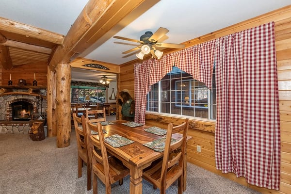Dining Area with Wood Beams