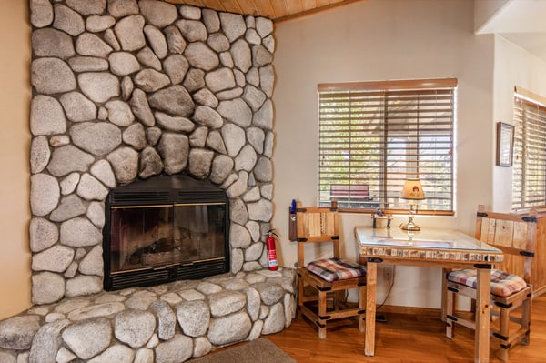 Amazing fireplace with window