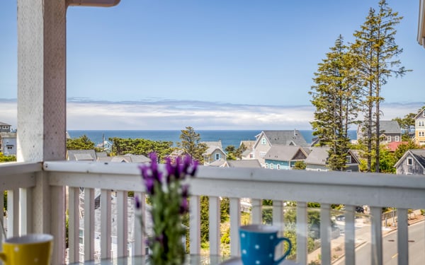 Patio with beach view house