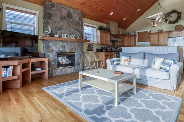 Living room with fireplace