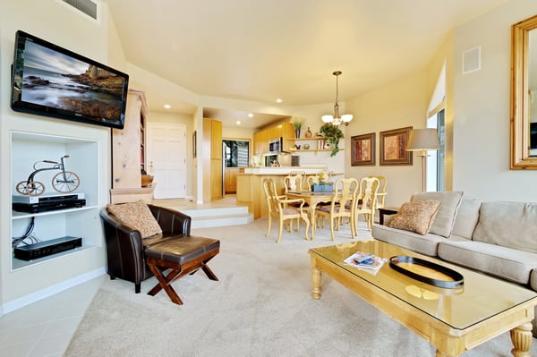 Living Area with TV and Dining Area