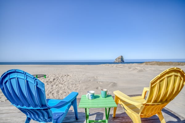 Beach view from the property's deck