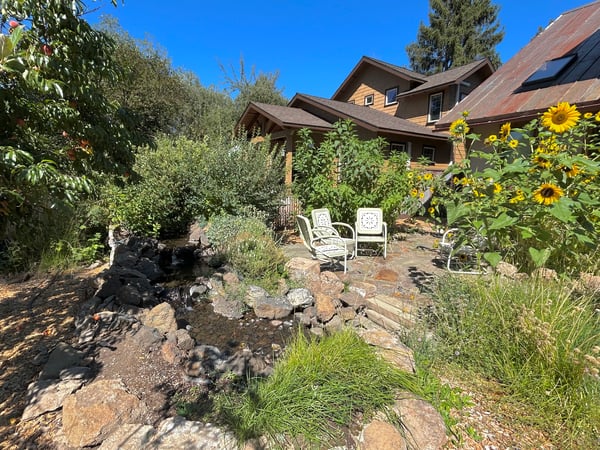 Water Feature with Seating Area